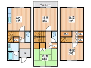 天野が原1丁目ﾃﾗｽﾊｳｽの物件間取画像